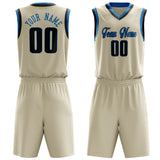 Custom Cream Black Solid Color Basketball Jersey