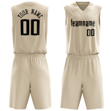 Custom Cream Black Solid Color Basketball Jersey