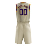 Custom Cream Purple Pinstripe Basketball Jersey