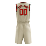 Custom Cream Red Solid Color Basketball Jersey