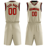 Custom Cream Red Solid Color Basketball Jersey