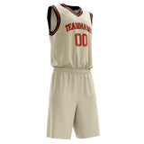 Custom Cream Red Solid Color Basketball Jersey