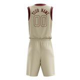 Custom Cream Crimson Solid Color Basketball Jersey