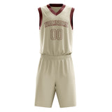 Custom Cream Crimson Solid Color Basketball Jersey