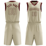 Custom Cream Crimson Solid Color Basketball Jersey