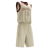 Custom Cream Crimson Solid Color Basketball Jersey