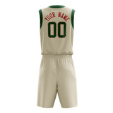 Custom Cream Kelly Green Solid Color Basketball Jersey