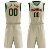 Custom Cream Kelly Green Solid Color Basketball Jersey