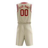 Custom Cream Red Solid Color Basketball Jersey