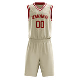 Custom Cream Red Solid Color Basketball Jersey