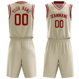 Custom Cream Red Solid Color Basketball Jersey