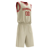 Custom Cream Red Solid Color Basketball Jersey