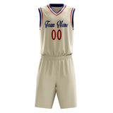 Custom Cream Red Solid Color Basketball Jersey