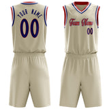 Custom Cream Royal Solid Color Basketball Jersey