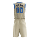 Custom Cream Light Blue Pinstripe Basketball Jersey