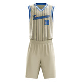 Custom Cream Light Blue Pinstripe Basketball Jersey