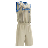 Custom Cream Light Blue Pinstripe Basketball Jersey