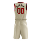 Custom Cream Red Solid Color Basketball Jersey