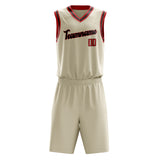 Custom Cream Red Solid Color Basketball Jersey