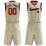 Custom Cream Red Solid Color Basketball Jersey