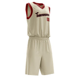 Custom Cream Red Solid Color Basketball Jersey