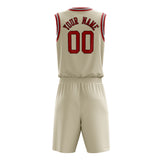 Custom Cream Red Solid Color Basketball Jersey