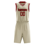 Custom Cream Red Solid Color Basketball Jersey