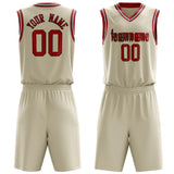 Custom Cream Red Solid Color Basketball Jersey