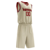 Custom Cream Red Solid Color Basketball Jersey