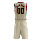 Custom Cream Black Pinstripe Basketball Jersey