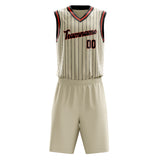 Custom Cream Black Pinstripe Basketball Jersey