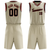 Custom Cream Black Pinstripe Basketball Jersey