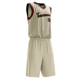 Custom Cream Black Pinstripe Basketball Jersey