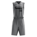 Custom Gray Black Solid Color Basketball Jersey