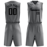 Custom Gray Black Solid Color Basketball Jersey