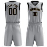 Custom Gray Black Solid Color Basketball Jersey