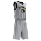 Custom Gray Black Solid Color Basketball Jersey