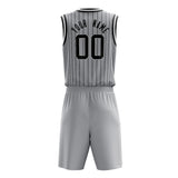 Custom Gray Black Pinstripe Basketball Jersey