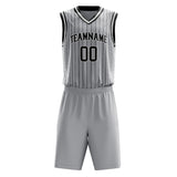 Custom Gray Black Pinstripe Basketball Jersey