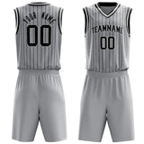 Custom Gray Black Pinstripe Basketball Jersey