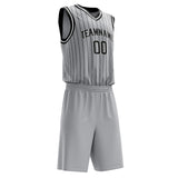 Custom Gray Black Pinstripe Basketball Jersey