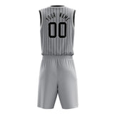 Custom Gray Black Pinstripe Basketball Jersey