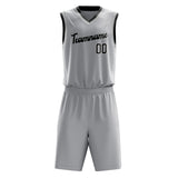 Custom Gray Black Pinstripe Basketball Jersey