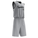 Custom Gray Black Pinstripe Basketball Jersey