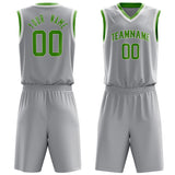 Custom Gray Neon-Green Solid Color Basketball Jersey