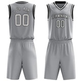 Custom Gray White Solid Color Basketball Jersey