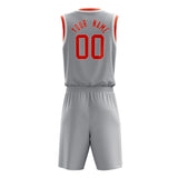 Custom Gray Orange Solid Color Basketball Jersey