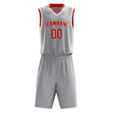 Custom Gray Orange Solid Color Basketball Jersey