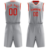 Custom Gray Orange Solid Color Basketball Jersey