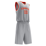 Custom Gray Orange Solid Color Basketball Jersey